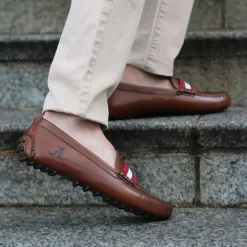 Alabama Surcingle Driving Shoes (Garnet-White) (Chestnut Leather-Logo)