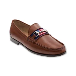 American Flag Downing Bit Loafers (Dark Navy) (Chestnut Leather)