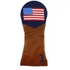 American Flag Driver Headcover (Dark Navy) (Chestnut Leather)