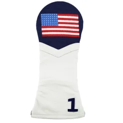 American Flag Driver Headcover (Dark Navy) (White Leather)