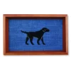 Black Lab Walking Valet Tray (Blueberry) (Chestnut Wood)