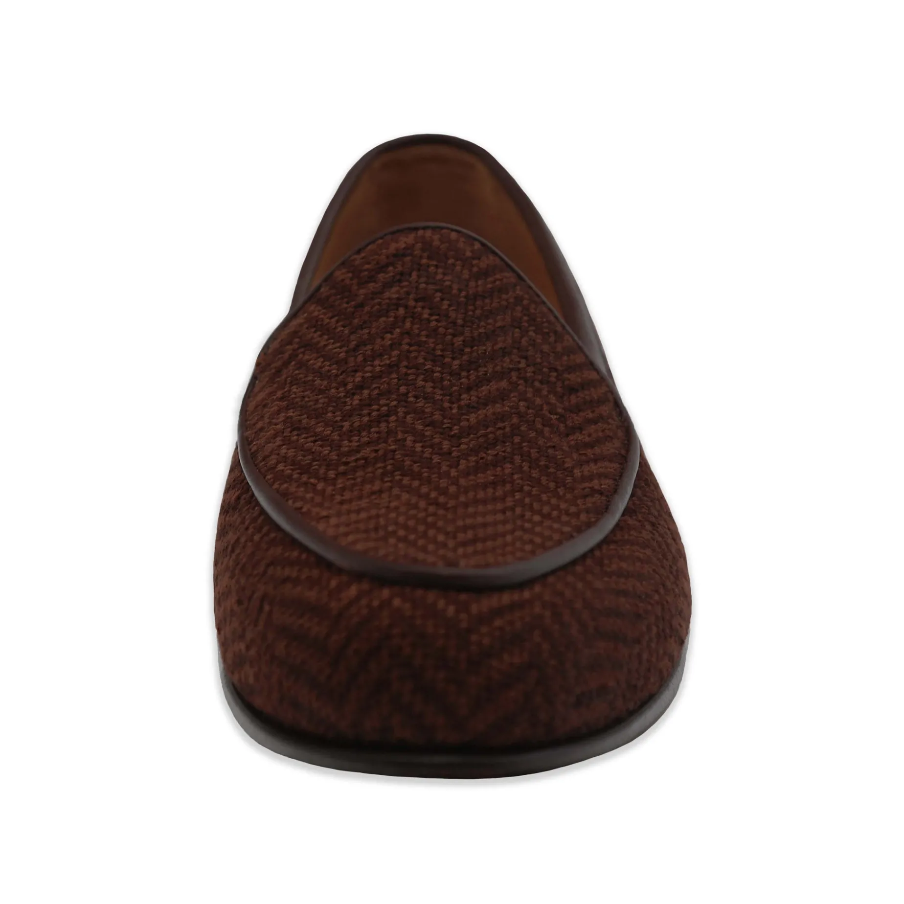 Brown Herringbone Belgian Loafers
