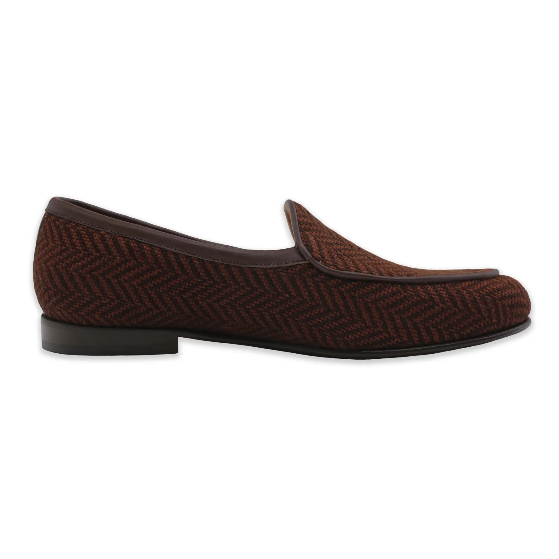 Brown Herringbone Belgian Loafers