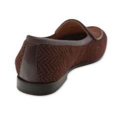 Brown Herringbone Belgian Loafers