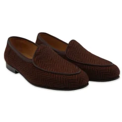 Brown Herringbone Belgian Loafers
