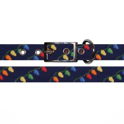 Christmas Lights Dog Collar (Dark Navy)
