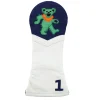 Dancing Bear Driver Headcover (Dark Navy) (White Leather)