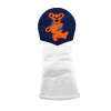 Dancing Bear Fairway Headcover (Dark Navy) (White Leather)