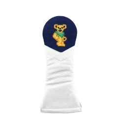 Dancing Bear Hybrid Headcover (Dark Navy) (White Leather)