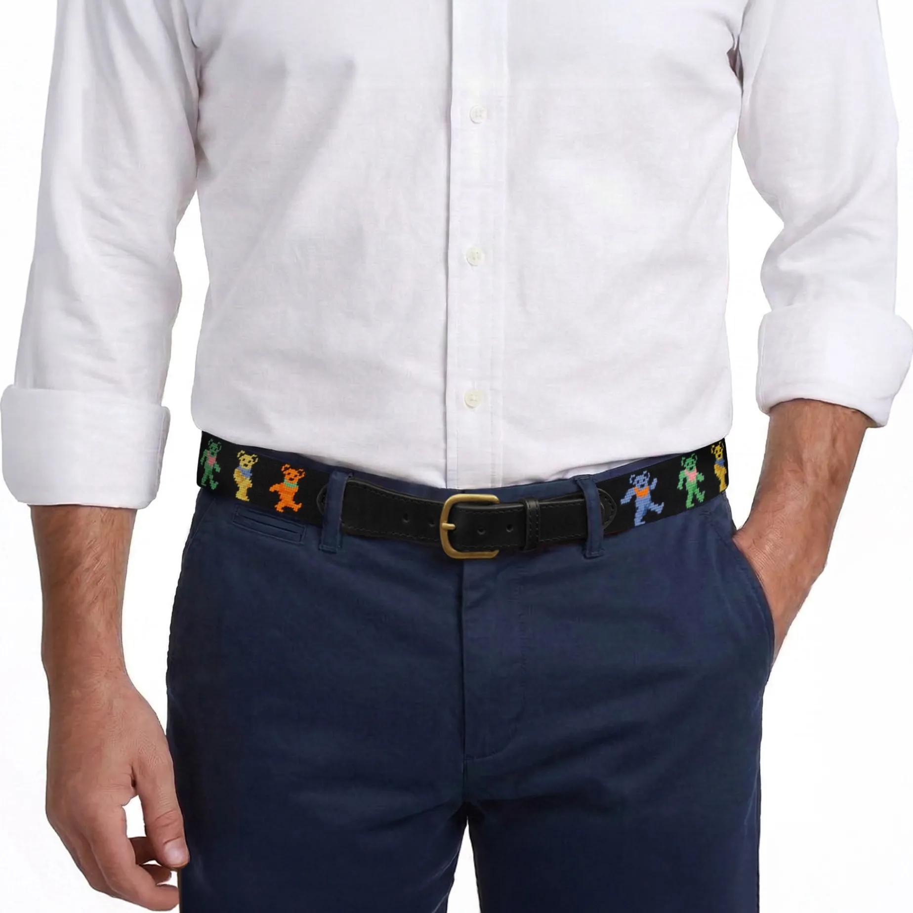 Dancing Bears Belt (Black) (Black Leather)