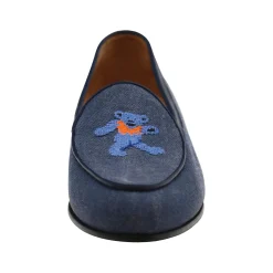Dancing Bears Canvas Belgian Loafers (Slate Canvas) (Marine Leather)