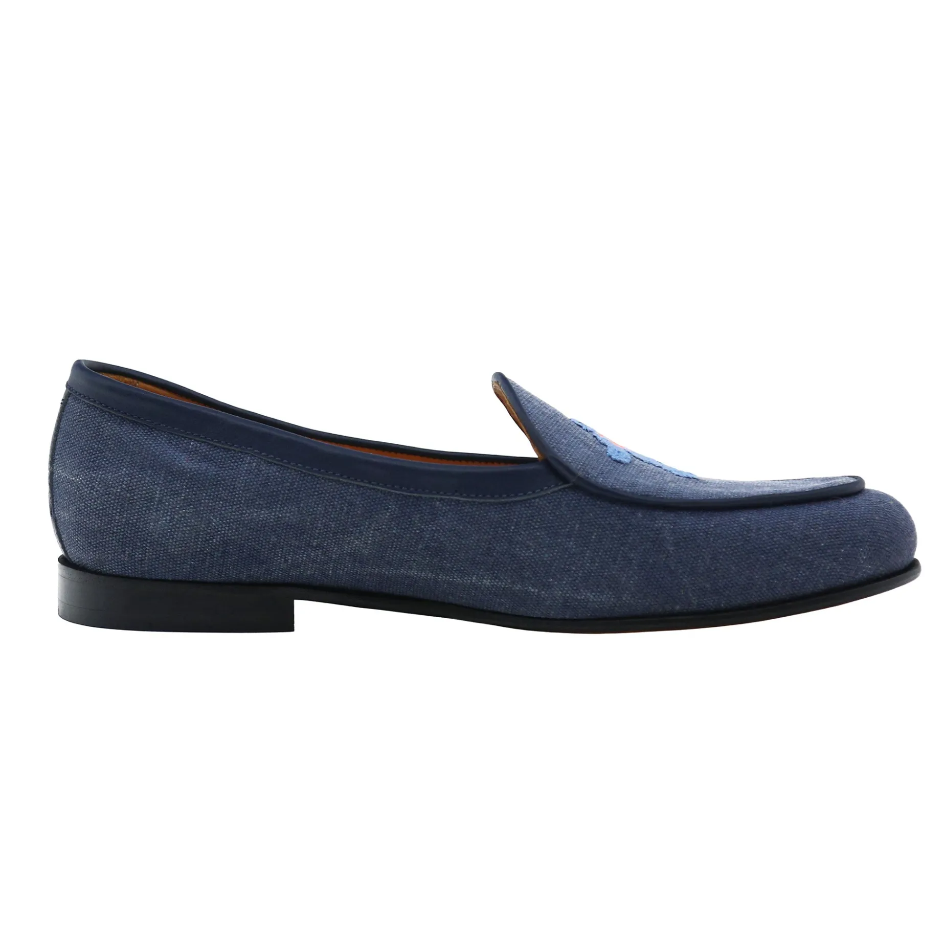 Dancing Bears Canvas Belgian Loafers (Slate Canvas) (Marine Leather)