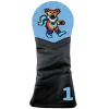 Dancing Bear Tie Dye Driver Headcover (Light Blue) (Black Leather)