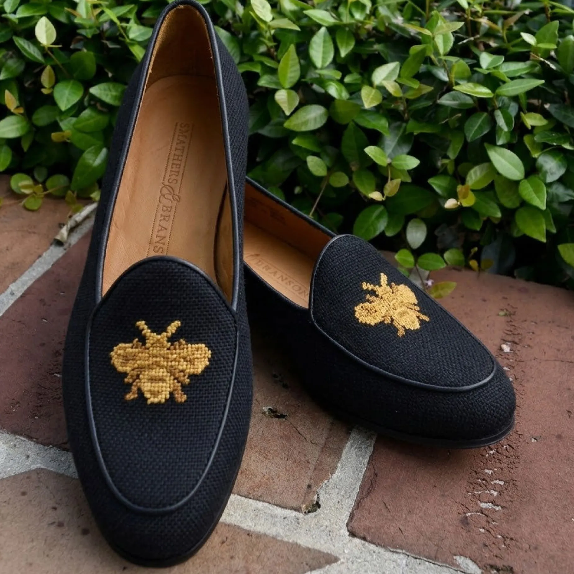 Golden Bee Women's Linen Belgian Loafers (Black Linen)