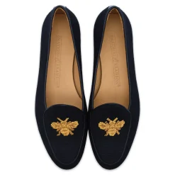 Golden Bee Women's Linen Belgian Loafers (Black Linen)