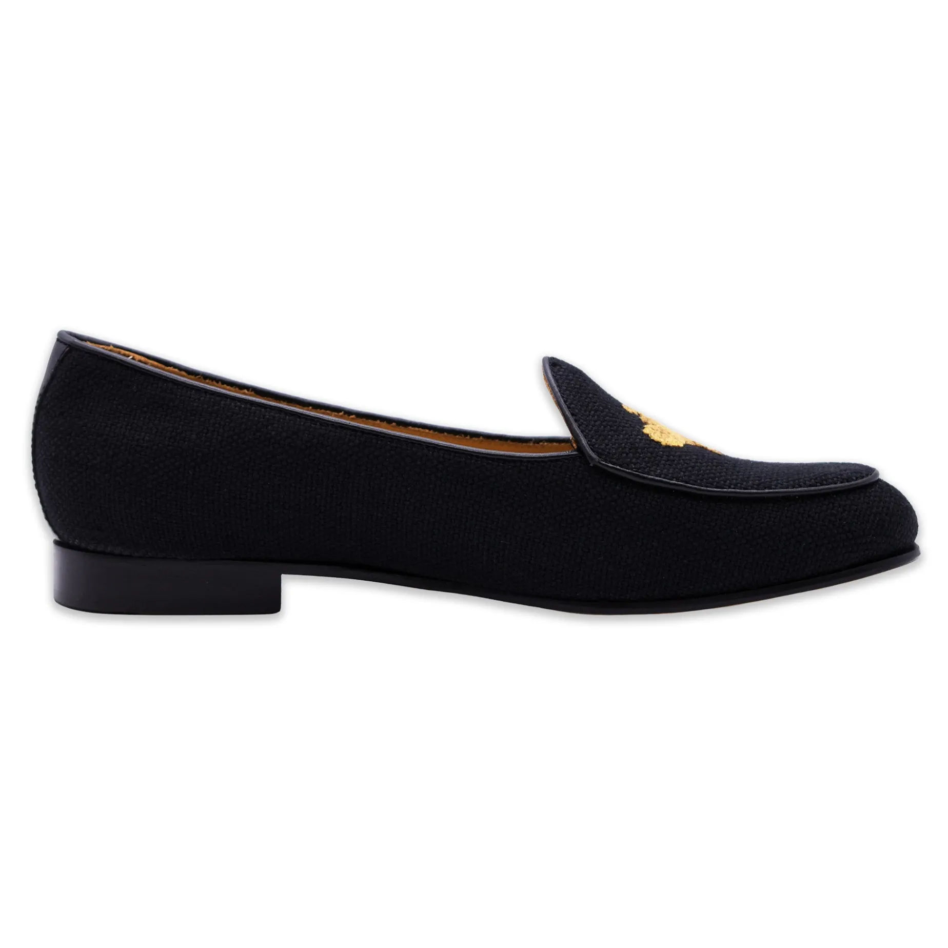 Golden Bee Women's Linen Belgian Loafers (Black Linen)