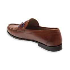 Herringbone Downing Bit Loafers (Navy) (Chestnut Leather)