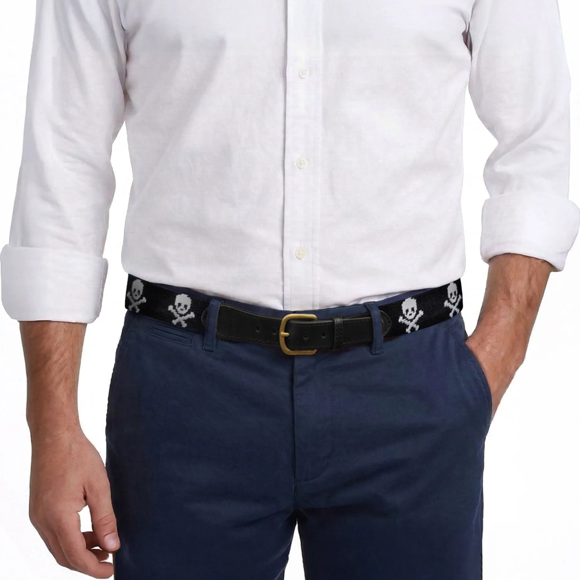 Jolly Roger Belt (Black) (Black Leather)