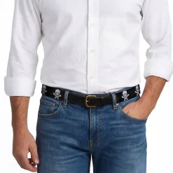 Jolly Roger Belt (Black) (Black Leather)