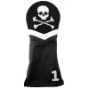 Jolly Roger Driver Headcover (Black) (Black Leather - White Leather Stripe)