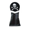 Jolly Roger Fairway Headcover (Black) (Black Leather - White Leather Stripe)
