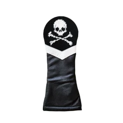 Jolly Roger Hybrid Headcover (Black) (Black Leather - White Leather Stripe)