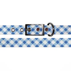 Light Blue Gingham Dog Collar