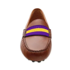 LSU Surcingle Driving Shoes (Purple-Yellow) (Chestnut Leather - Logo)