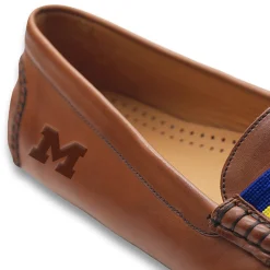 Michigan Surcingle Driving Shoes (Classic Navy-Yellow) (Chestnut Leather-Logo)