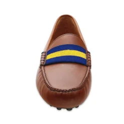 Michigan Surcingle Driving Shoes (Classic Navy-Yellow) (Chestnut Leather-Logo)