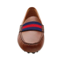 Mississippi Surcingle Driving Shoes (Dark Navy-Red) (Chestnut Leather-Logo)