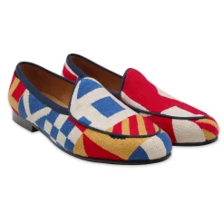 Nautical Flags Pattern Belgian Loafers