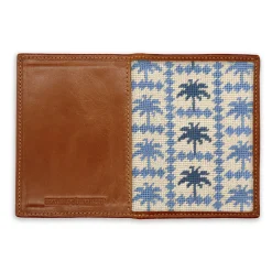 Palms Passport Case (Light Khaki-Steel Blue)