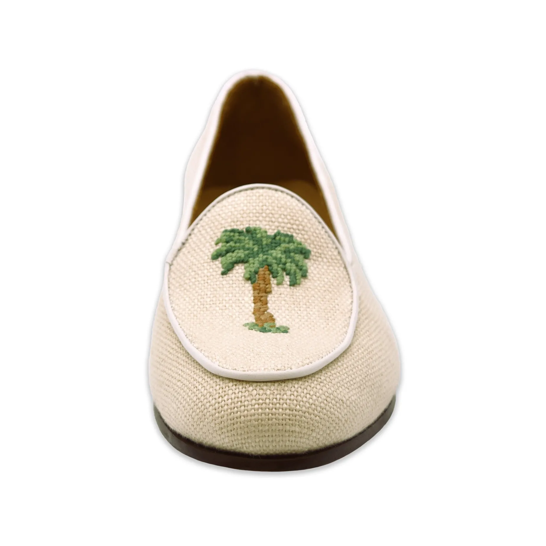 Palm Tree Women's Linen Belgian Loafers (Natural Linen)