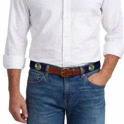Pebble Beach Logo-Text Centered Belt (Dark Navy)