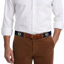 Pebble Beach Logo-Text Centered Belt (Dark Navy)