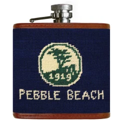 Pebble Beach Logo Text Flask (Dark Navy)