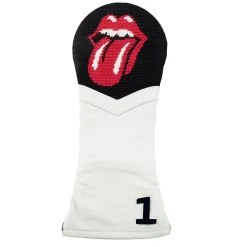 Rolling Stones Driver Headcover (Black) (White Leather)