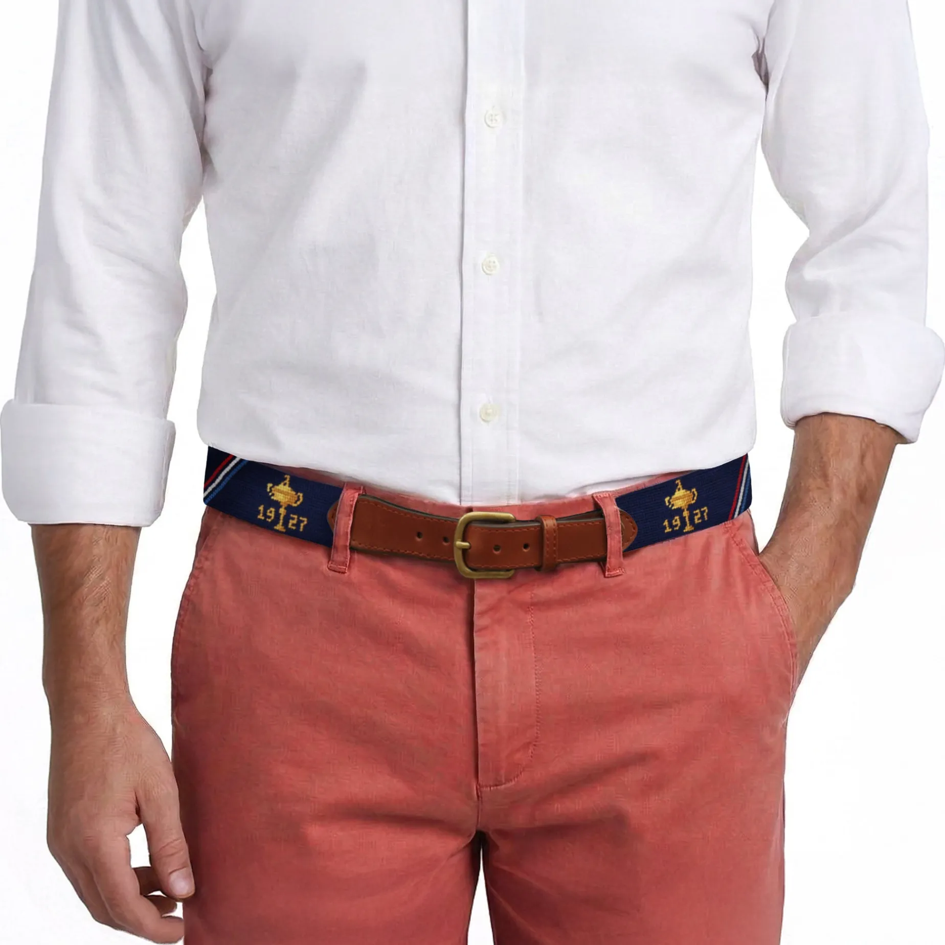 Ryder Cup 1927 Trophy-American Flag Belt (Dark Navy - Triple Stripe)
