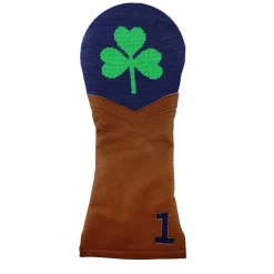 Shamrock Driver Headcover (Dark Navy) (Chestnut Leather)