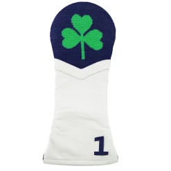 Shamrock Driver Headcover (Dark Navy) (White Leather)