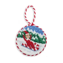 Sledding Elf Ornament