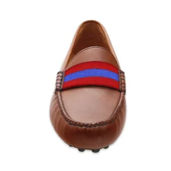 SMU Surcingle Driving Shoes (Red-Royal) (Chestnut Leather-Logo)