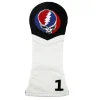 Steal Your Face Driver Headcover (Black) (White Leather)