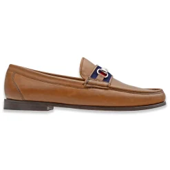 Surcingle Downing Bit Loafers (Dark Navy-Red) (Saddle Leather)