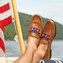 Surcingle Downing Bit Loafers (Dark Navy-Red) (Saddle Leather)