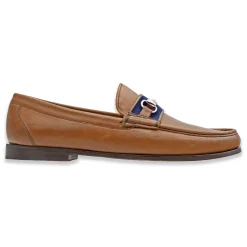 Surcingle Downing Bit Loafers (Classic Navy-Pink) (Saddle Leather)