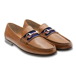 Surcingle Downing Bit Loafers (Classic Navy-Pink) (Saddle Leather)