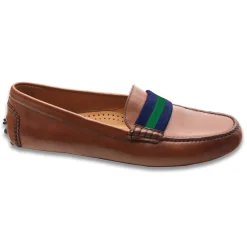 Surcingle Driving Shoes (Dark Navy-Forest) (Chestnut Leather)