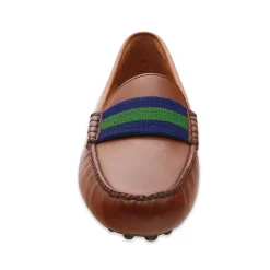 Surcingle Driving Shoes (Dark Navy-Forest) (Chestnut Leather)